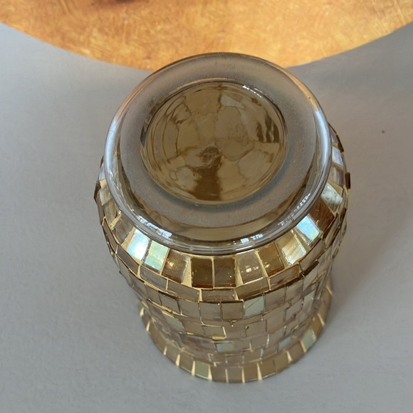 Tissue Box Holder Cover, Heavy Gold Acrylic With Gold Glass Candle Holder - Picture 8 of 13